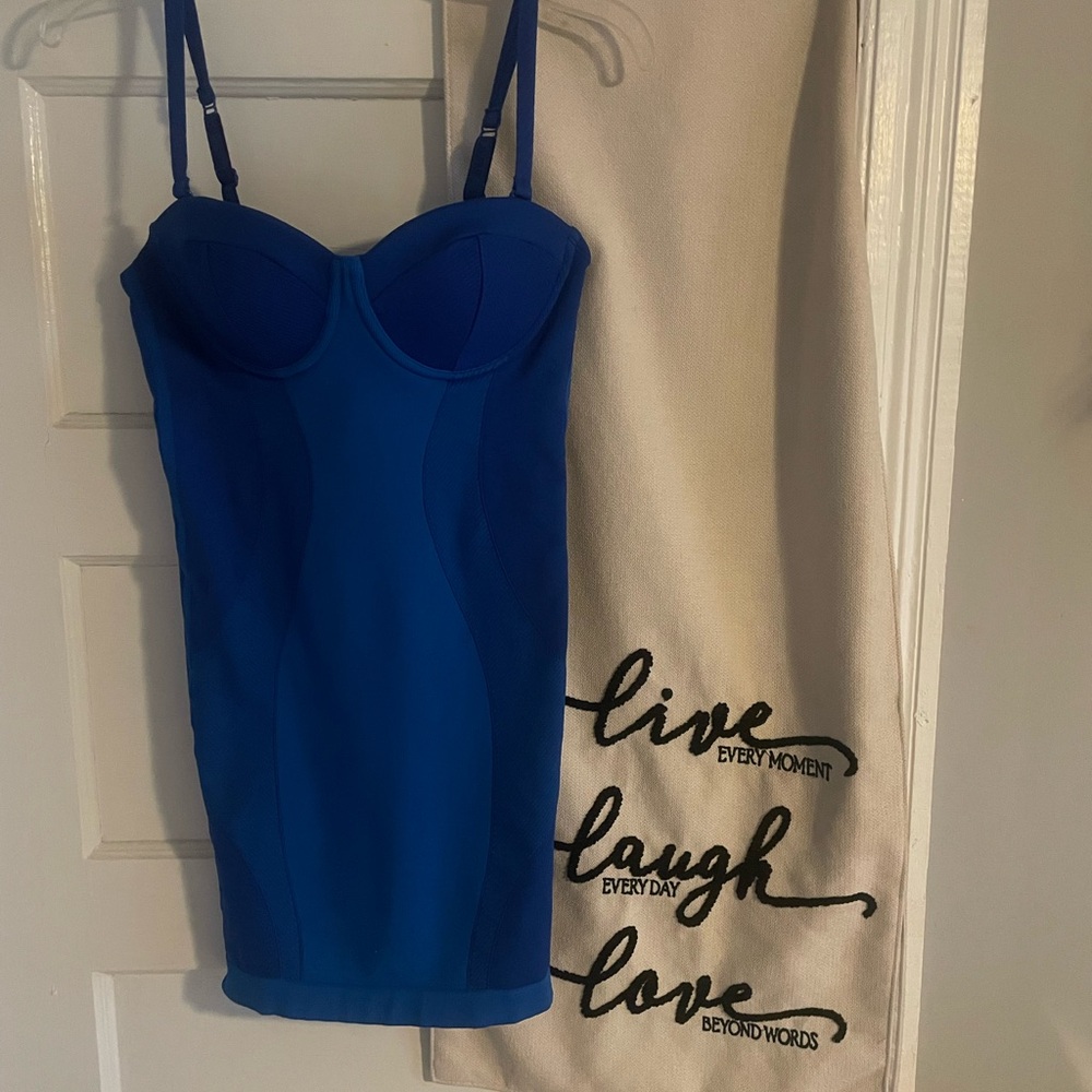 IVY PARK Blue Bustier Bodysuit Mini Dress